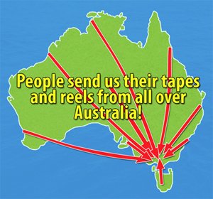 Map of Australia showing where people have sent us movies from