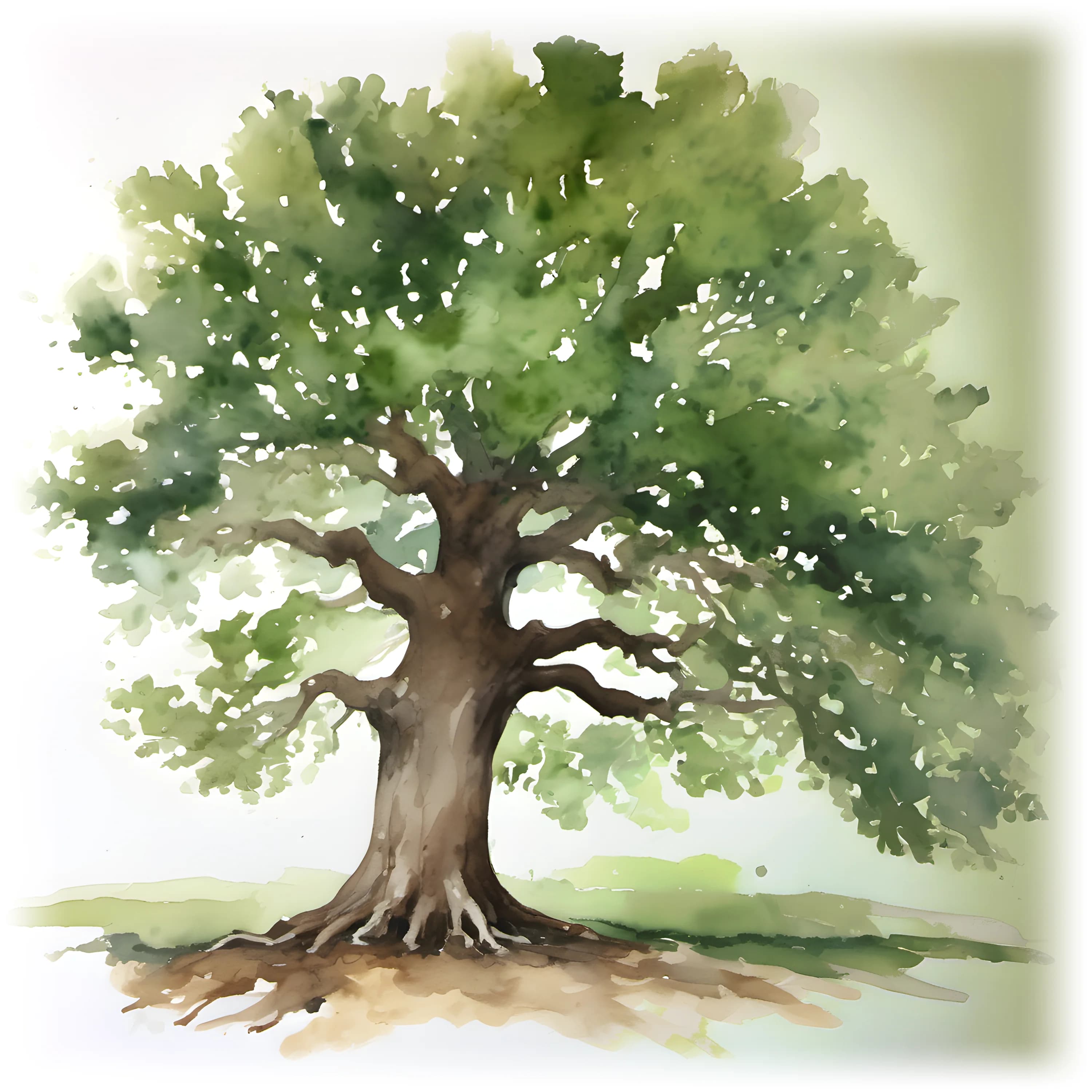 A watercolour oak tree for a family tree print