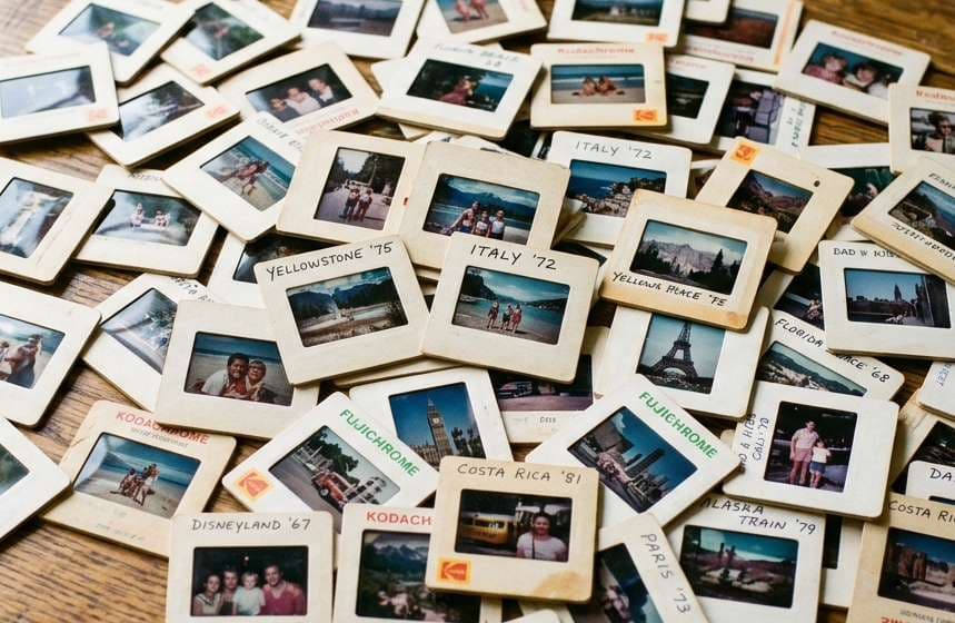 Mounted 35mm colour slides from a family collection