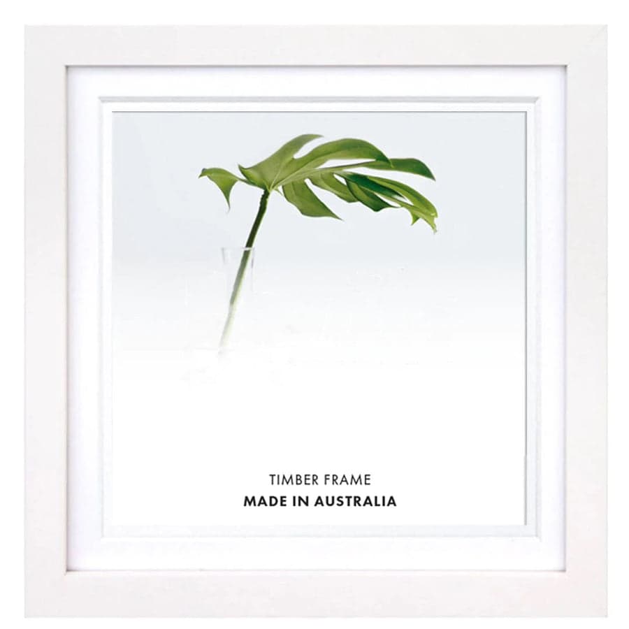 12x12" white timber frame with matboard to suit 8x8" photo