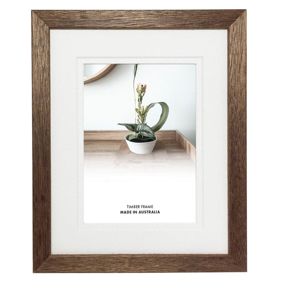 6x8" Hazelnut stained Oak timber frame with matboard to suit 6x4" photo