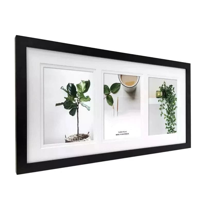 10x20" black timber collage frame with matboard to suit three 5x7" photos