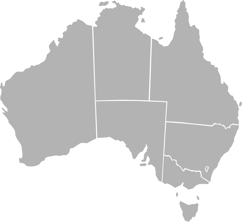 Map of Australia, including Tasmania, showing state and territory boundaries